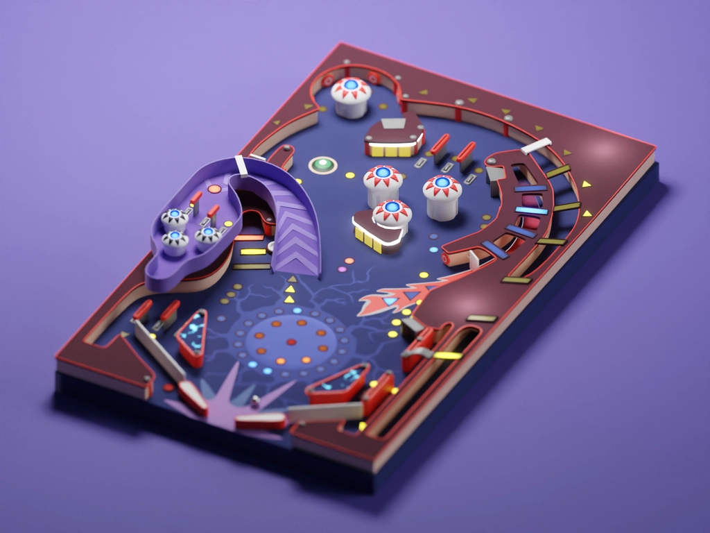 Imagem de pinball 3d obtida no Dribbble